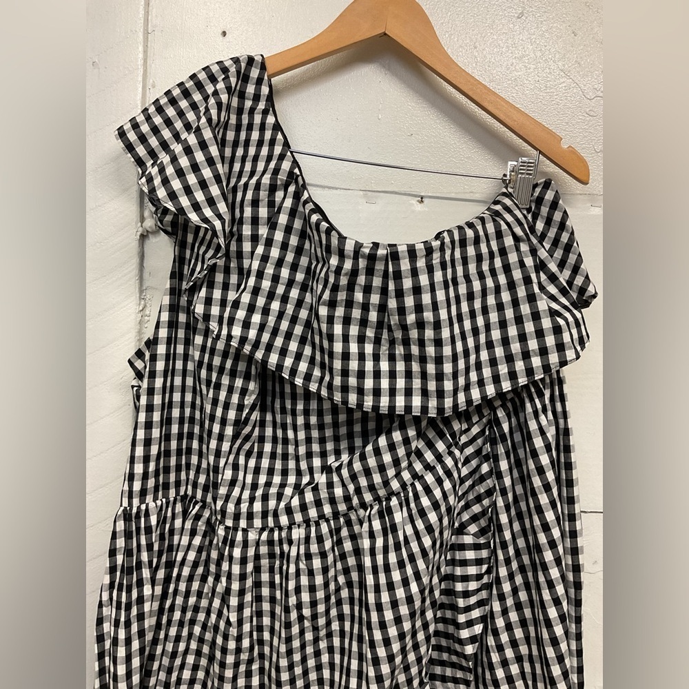 Adrianna Papell Gingham One Shoulder Dress 24W - Picture 8 of 9